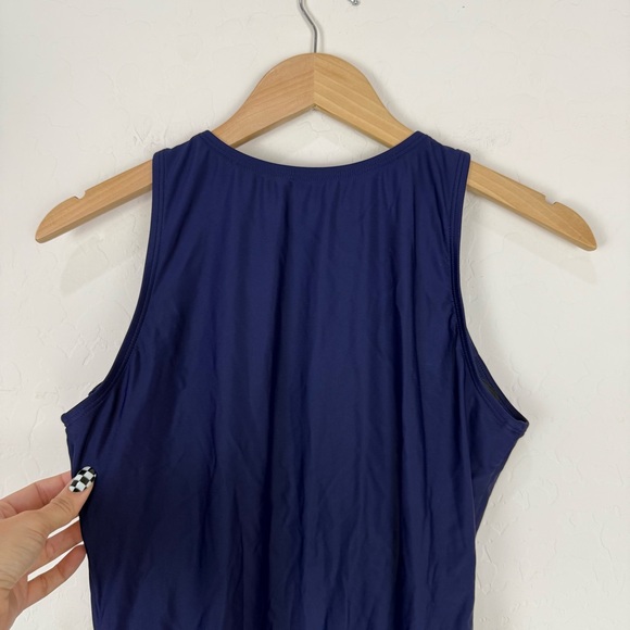 Quince Italian Zip-Front One-Piece Swimsuit Deep Navy - Picture 6 of 8